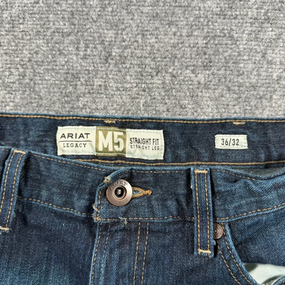 Ariat M5 Legacy Jeans Mens 36x32 Blue Straight Leg Dark Wash Western Denim